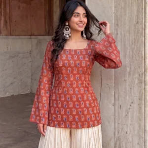 Myra paisley print corset square neck kurti for women