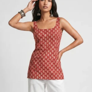 Kum-Kum square neck strap kurti for women
